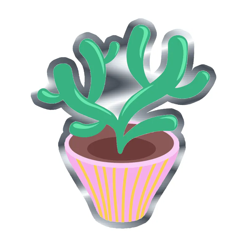 Cactus Silver Chrome Vinyl Decal - Custom Size
