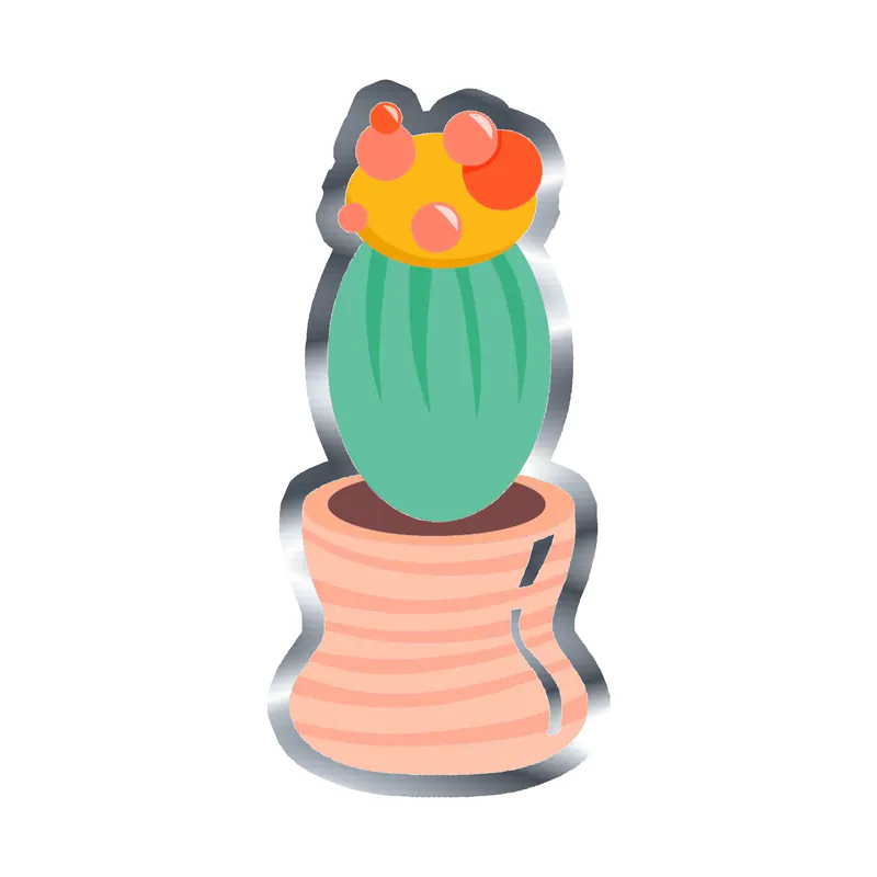 Cactus Silver Chrome Vinyl Decal - Custom Size