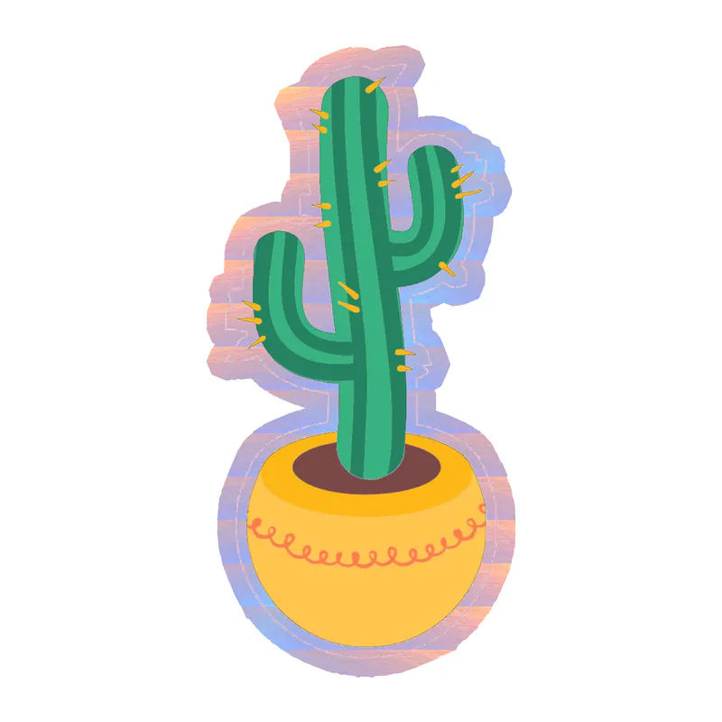 Cactus Holographic Vinyl Decal - Custom Size