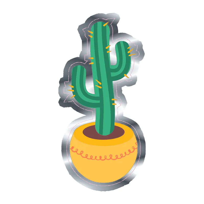 Cactus Silver Chrome Vinyl Decal - Custom Size