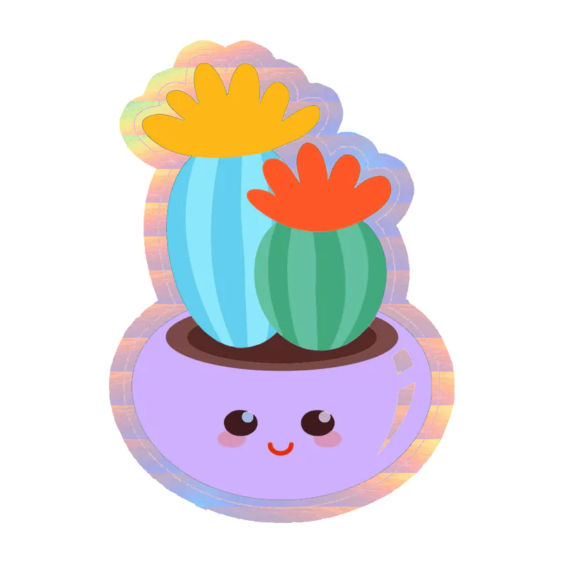 Cactus Holographic Vinyl Decal - Custom Size