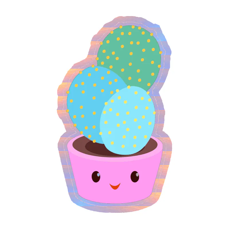 Cactus Holographic Vinyl Decal - Custom Size