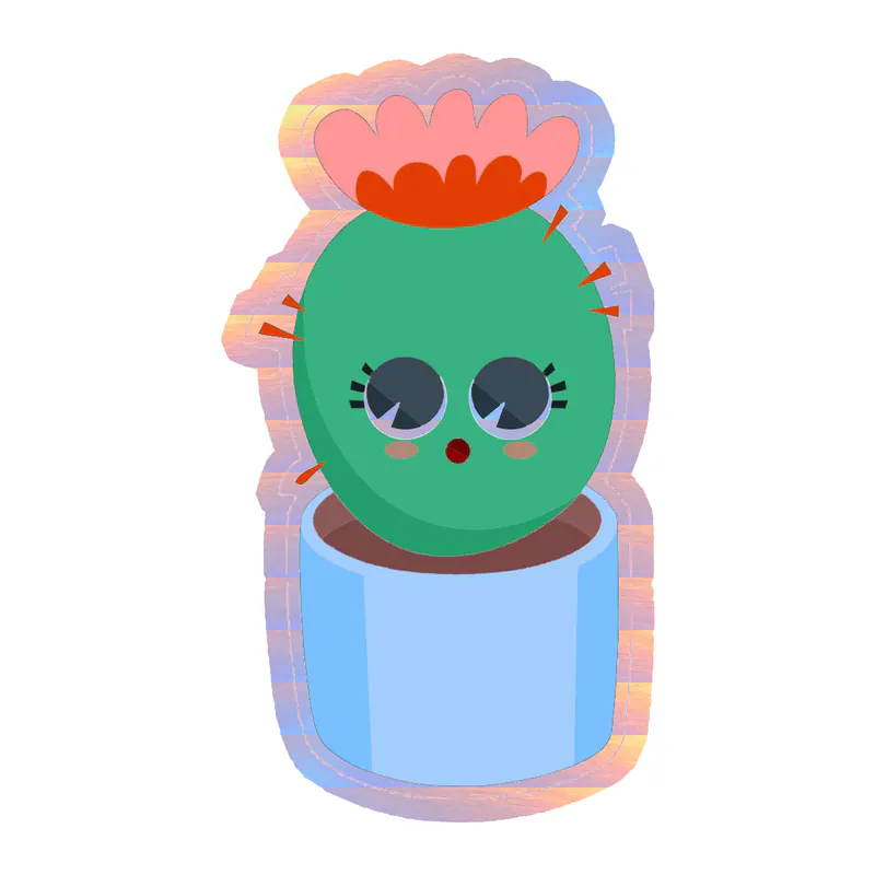 Cactus Holographic Vinyl Decal - Custom Size