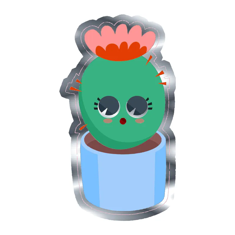 Cactus Silver Chrome Vinyl Decal - Custom Size