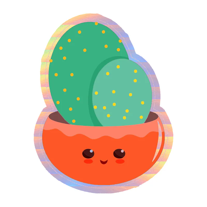 Cactus Holographic Vinyl Decal - Custom Size