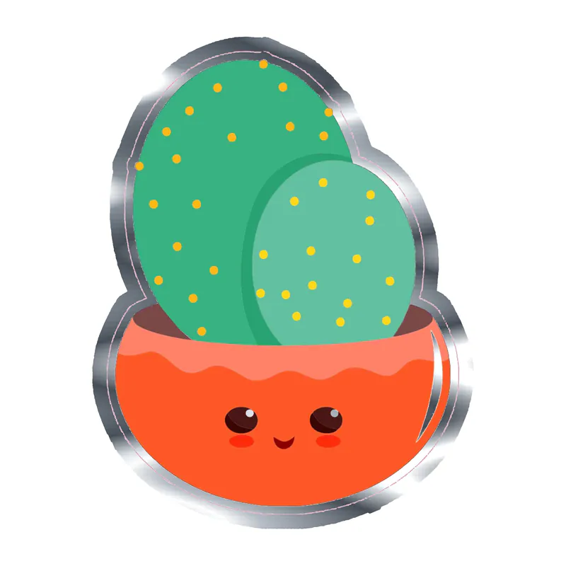Cactus Silver Chrome Vinyl Decal - Custom Size