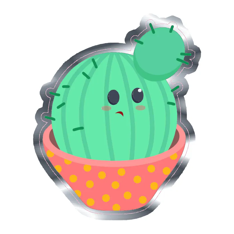 Cactus Silver Chrome Vinyl Decal - Custom Size