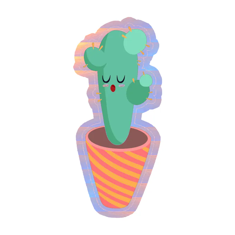 Cactus Holographic Vinyl Decal - Custom Size
