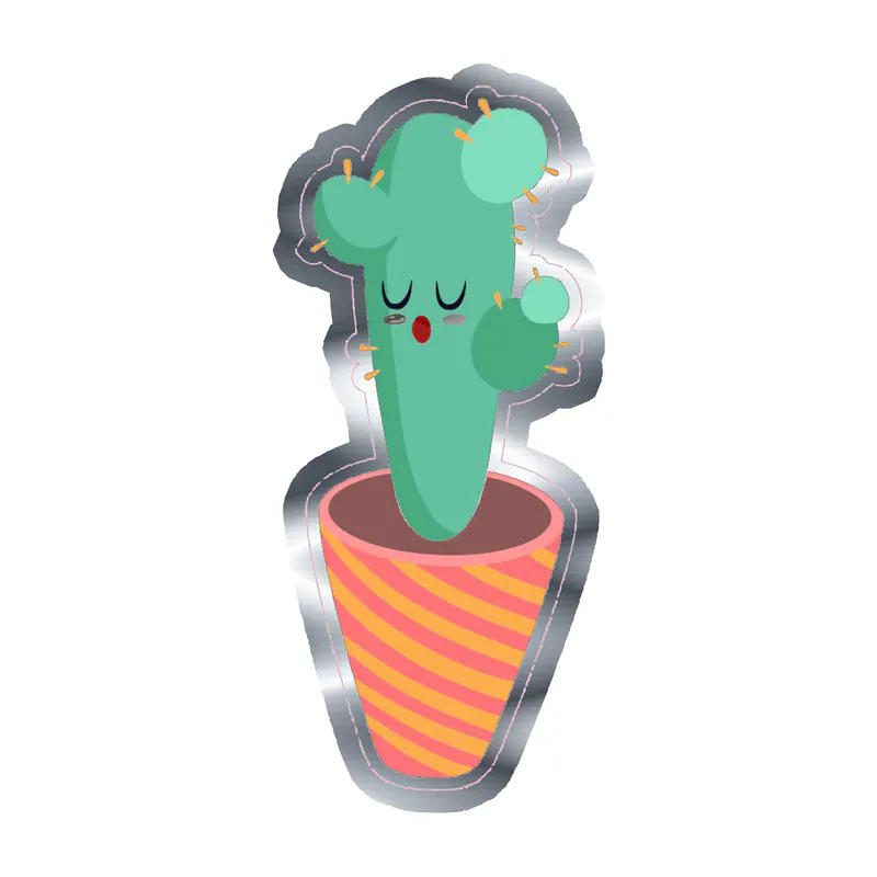 Cactus Silver Chrome Vinyl Decal - Custom Size