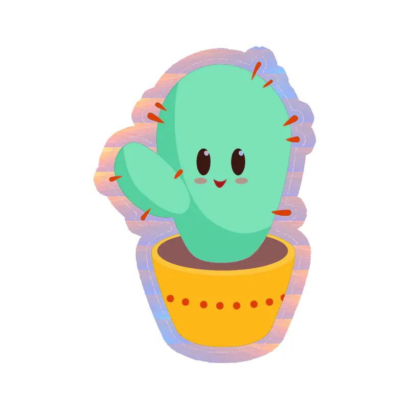 Cactus Holographic Vinyl Decal - Custom Size