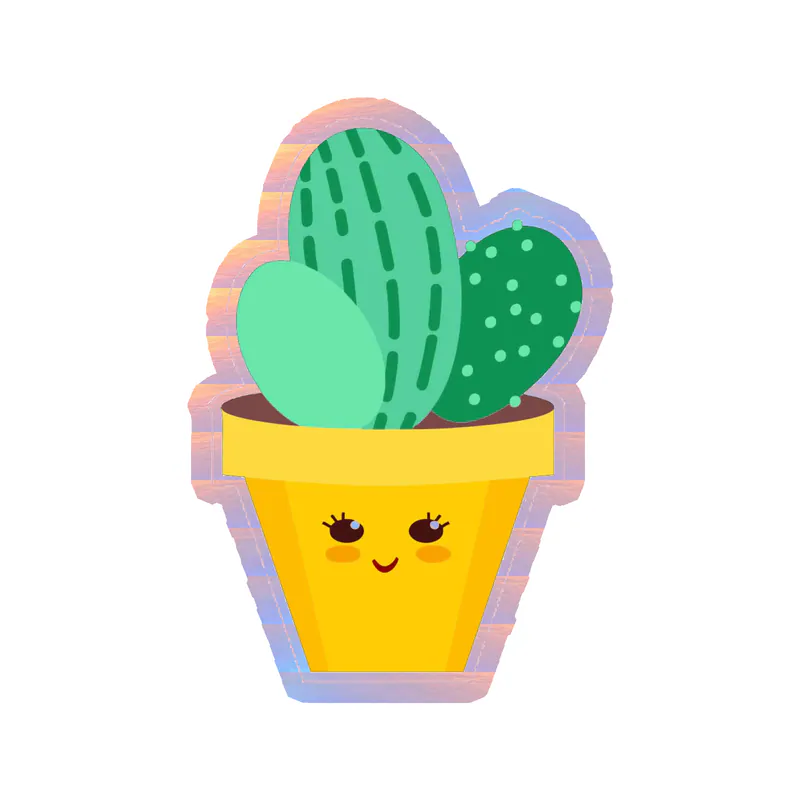 Cactus Holographic Vinyl Decal - Custom Size