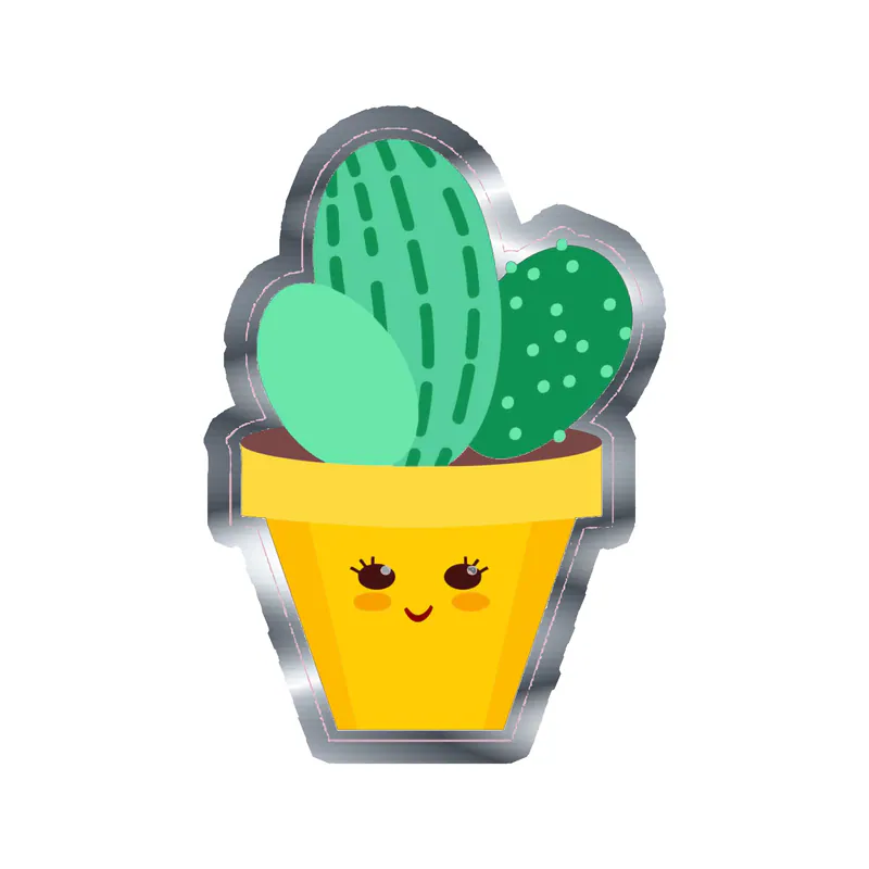 Cactus Silver Chrome Vinyl Decal - Custom Size