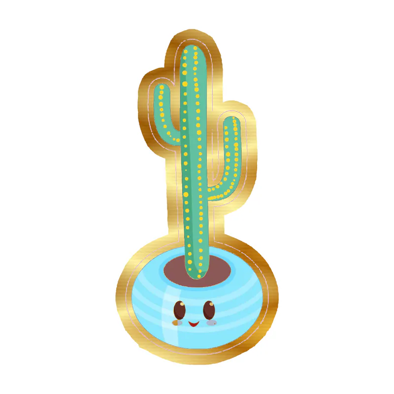 Cactus Gold Chrome Vinyl Decal - Custom Size