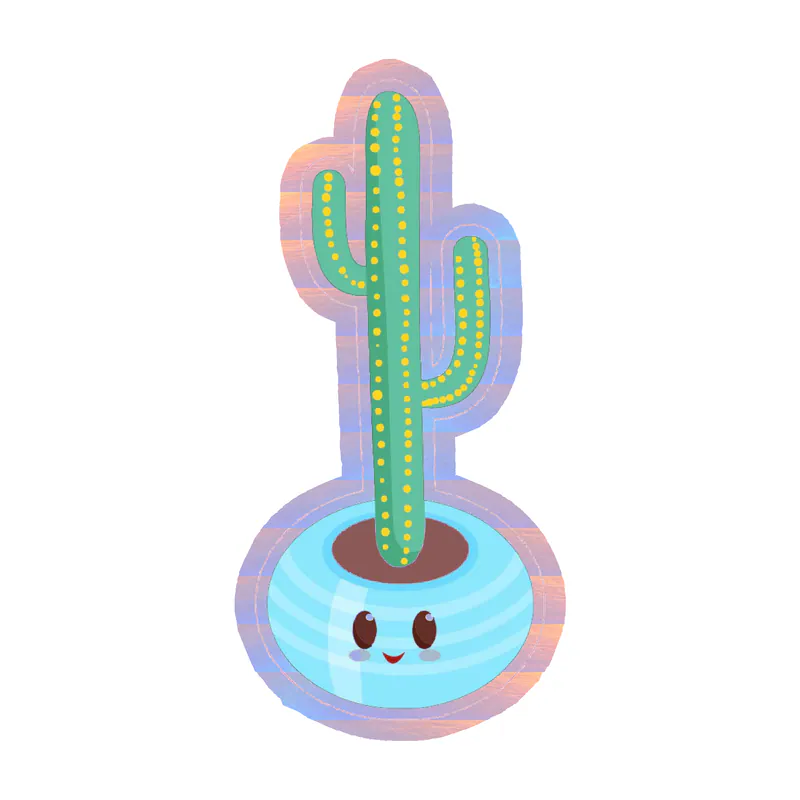 Cactus Holographic Vinyl Decal - Custom Size