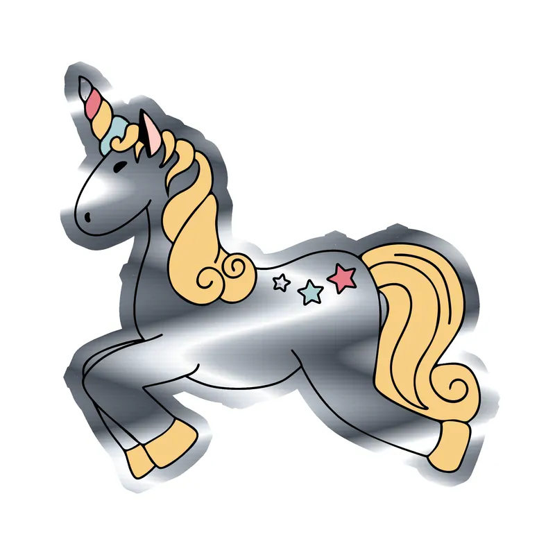 Unicorn Silver Chrome Vinyl Decal - Custom Size