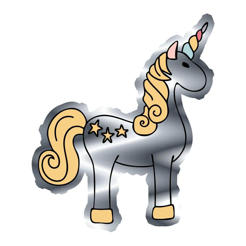 Unicorn Silver Chrome Vinyl Decal - Custom Size