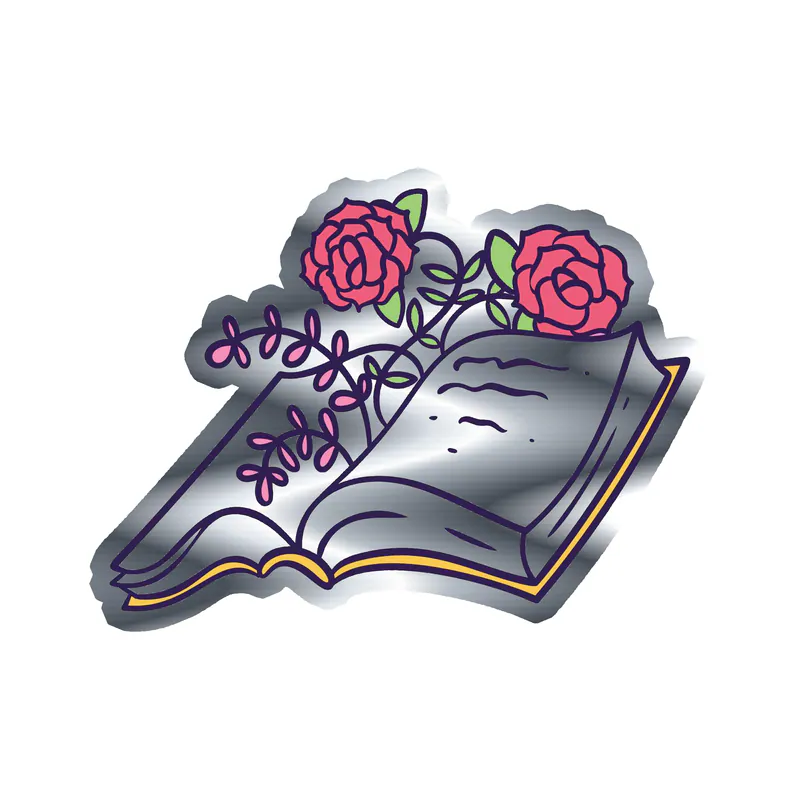 Book Silver Chrome Vinyl Decal - Custom Size