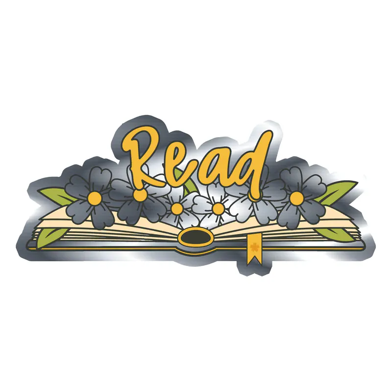 Book Silver Chrome Vinyl Decal - Custom Size