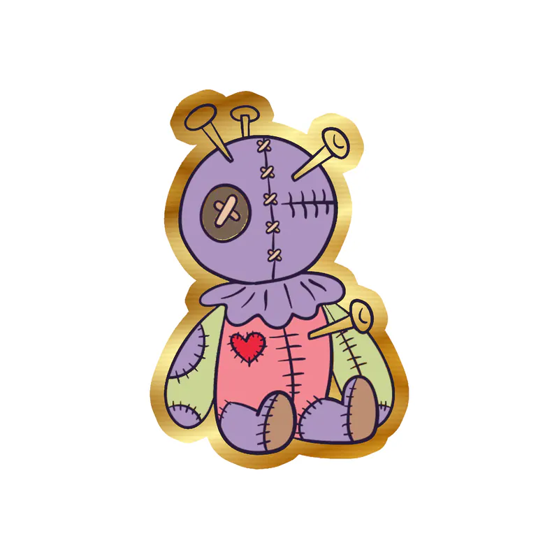 Voodoo Doll Gold Chrome Vinyl Decal - Custom Size