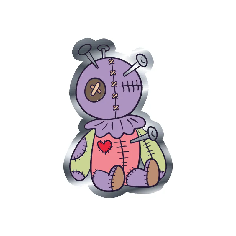 Voodoo Doll Silver Chrome Vinyl Decal - Custom Size