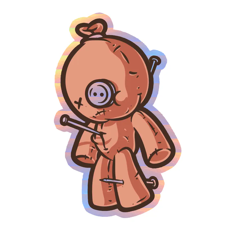 Voodoo Doll Holographic Vinyl Decal - Custom Size