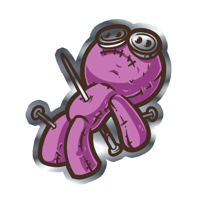 Voodoo Doll Silver Chrome Vinyl Decal - Custom Size
