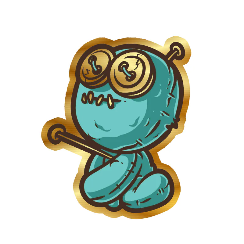 Voodoo Doll Gold Chrome Vinyl Decal - Custom Size