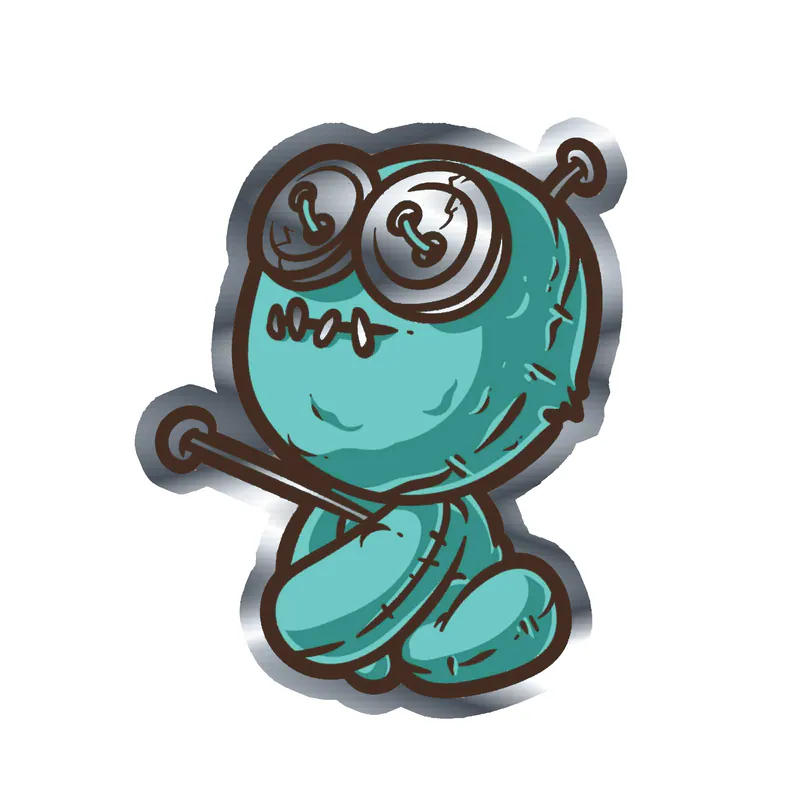 Voodoo Doll Silver Chrome Vinyl Decal - Custom Size