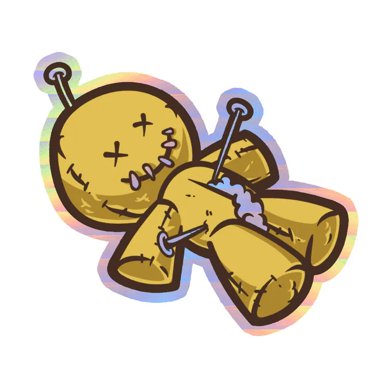 Voodoo Doll Holographic Vinyl Decal - Custom Size