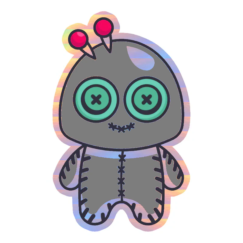 Voodoo Doll Holographic Vinyl Decal - Custom Size