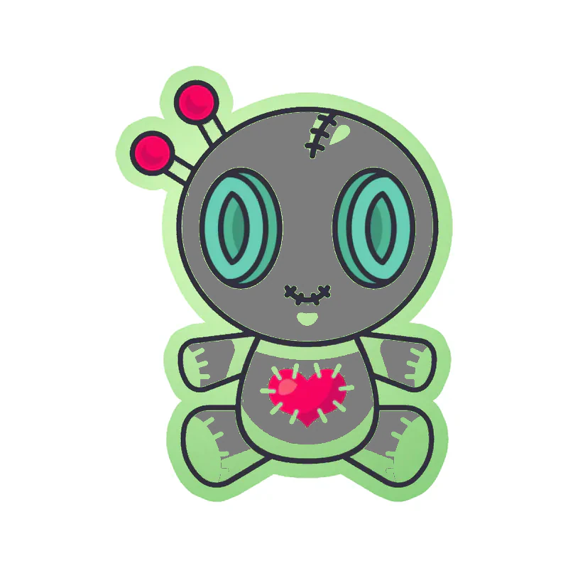 Voodoo Doll Glow in the Dark Vinyl Decal - Custom Size