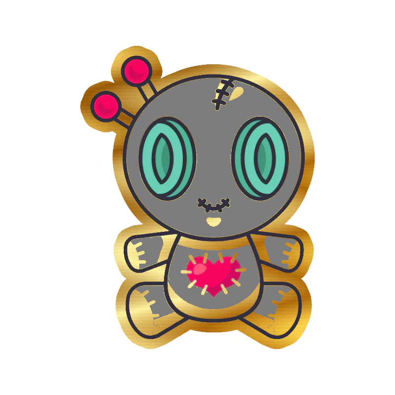 Voodoo Doll Gold Chrome Vinyl Decal - Custom Size