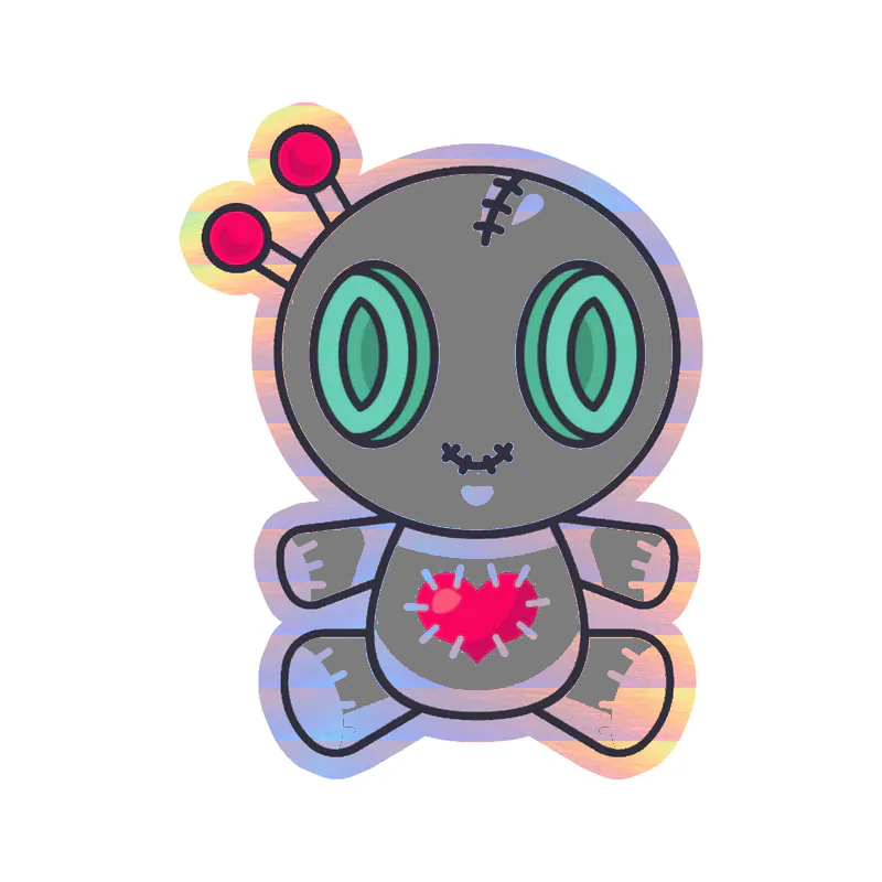 Voodoo Doll Holographic Vinyl Decal - Custom Size