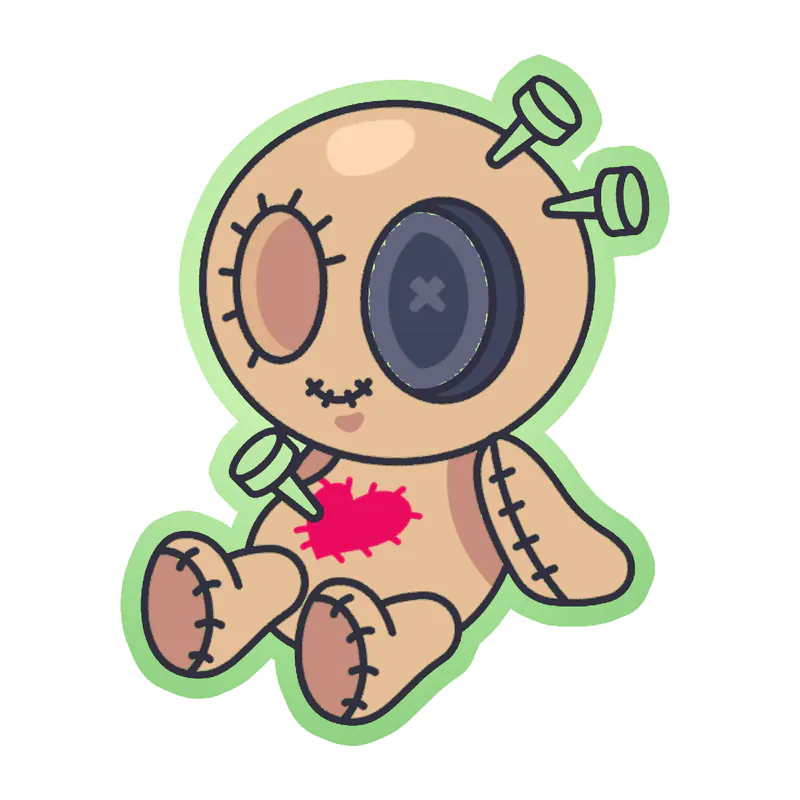 Voodoo Doll Glow in the Dark Vinyl Decal - Custom Size