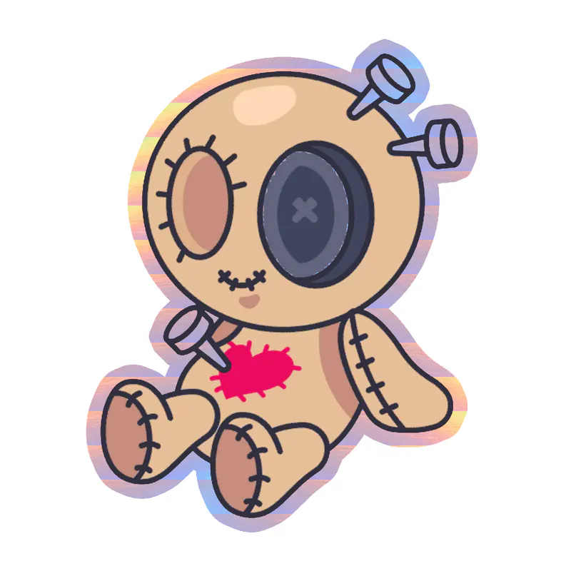 Voodoo Doll Holographic Vinyl Decal - Custom Size