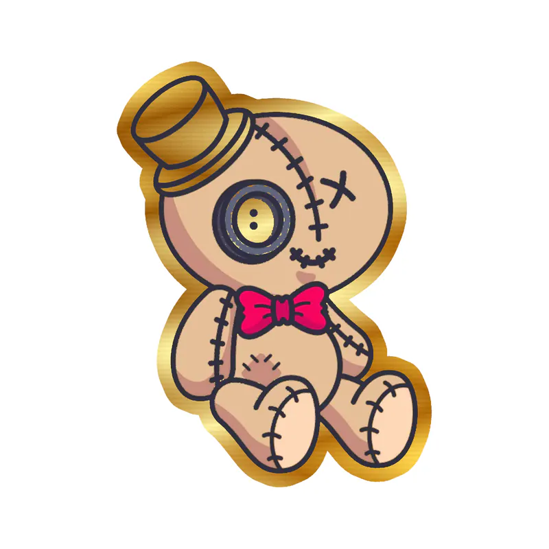 Voodoo Doll Gold Chrome Vinyl Decal - Custom Size