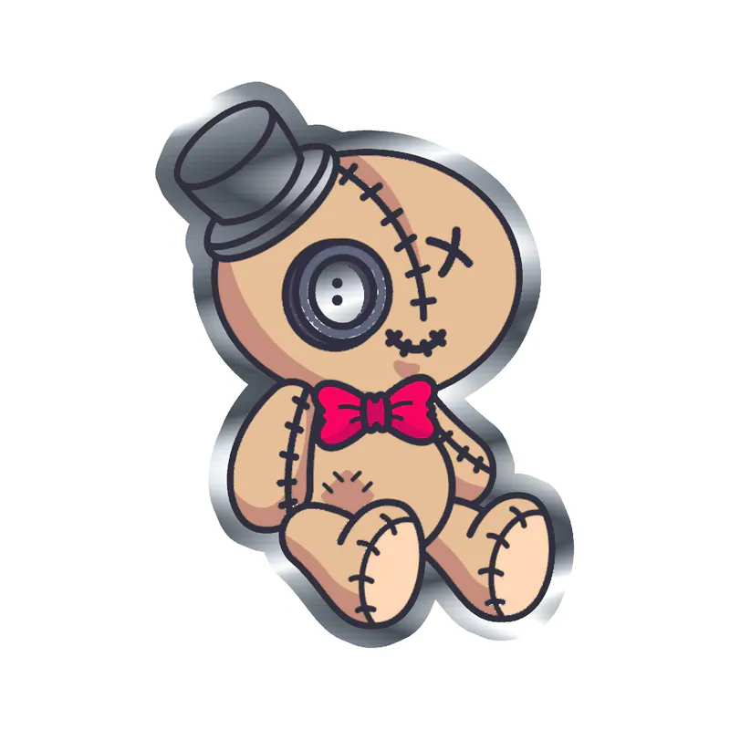 Voodoo Doll Silver Chrome Vinyl Decal - Custom Size