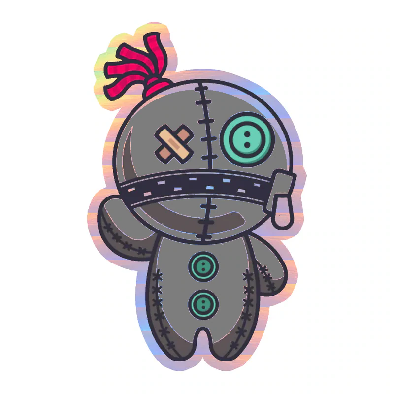 Voodoo Doll Holographic Vinyl Decal - Custom Size