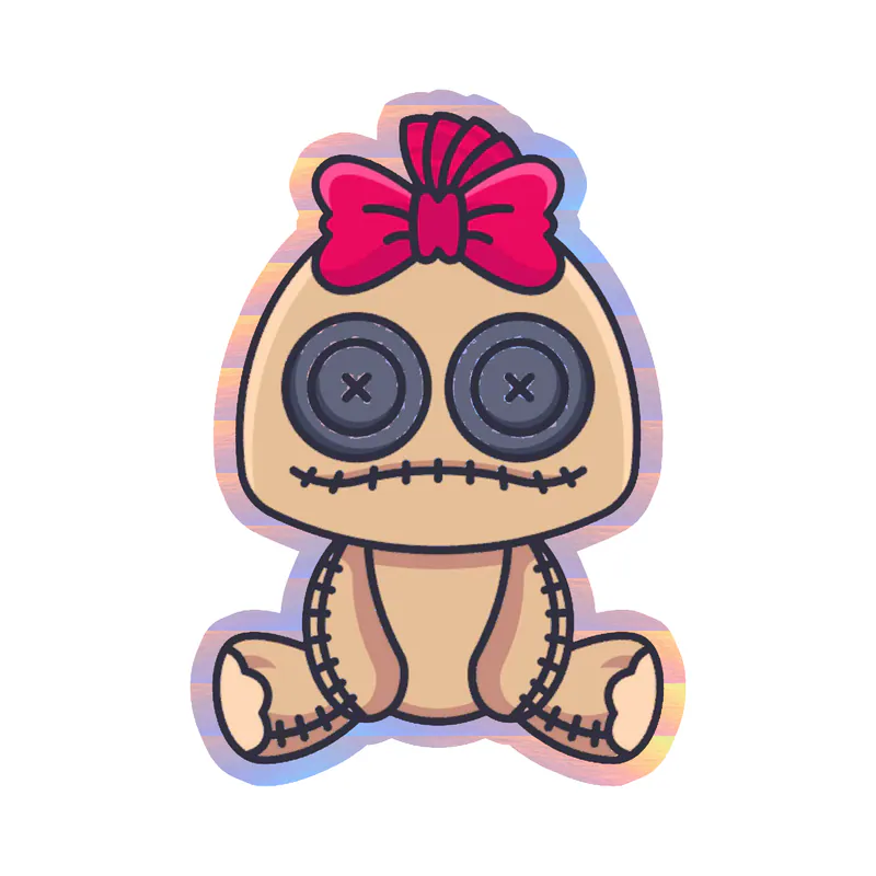 Voodoo Doll Holographic Vinyl Decal - Custom Size