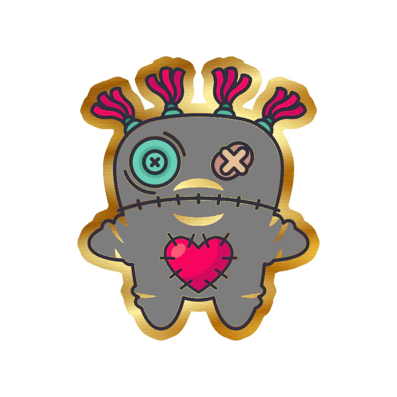 Voodoo Doll Gold Chrome Vinyl Decal - Custom Size