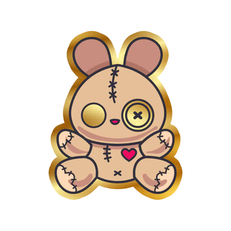 Voodoo Doll Gold Chrome Vinyl Decal - Custom Size
