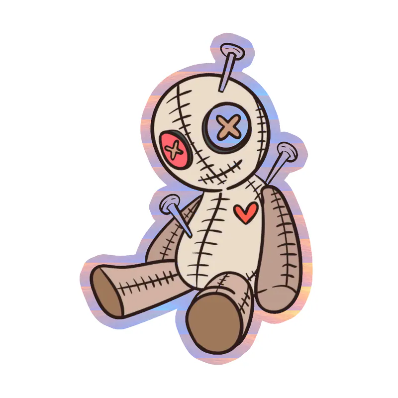 Voodoo Doll Holographic Vinyl Decal - Custom Size