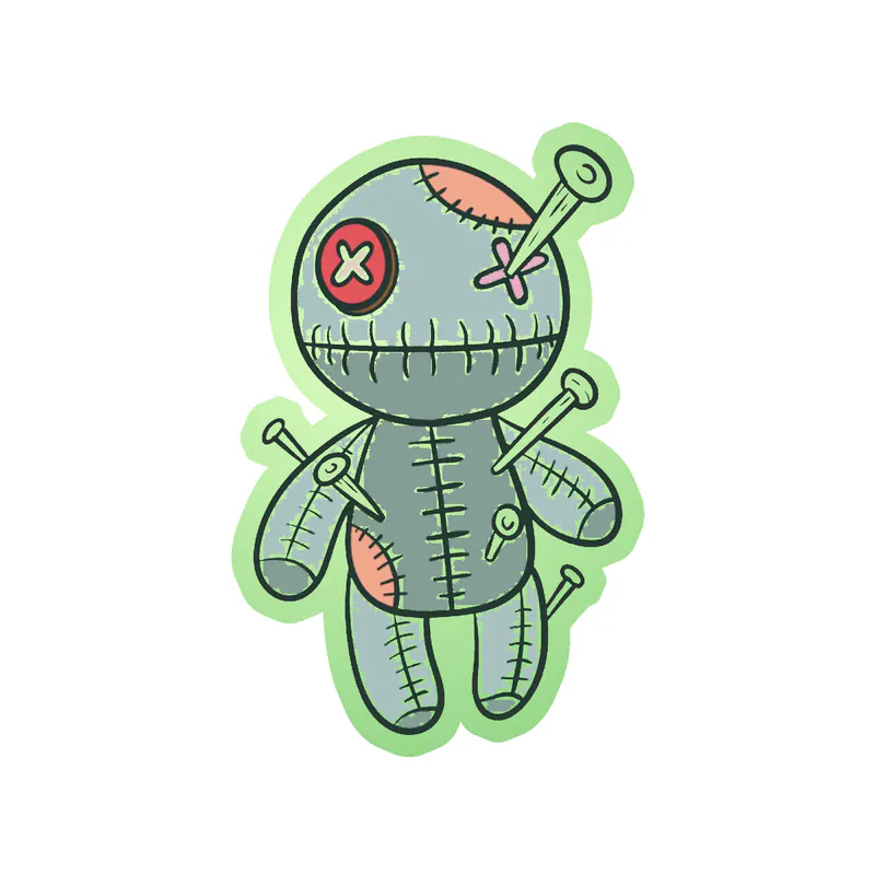 Voodoo Doll Glow in the Dark Vinyl Decal - Custom Size