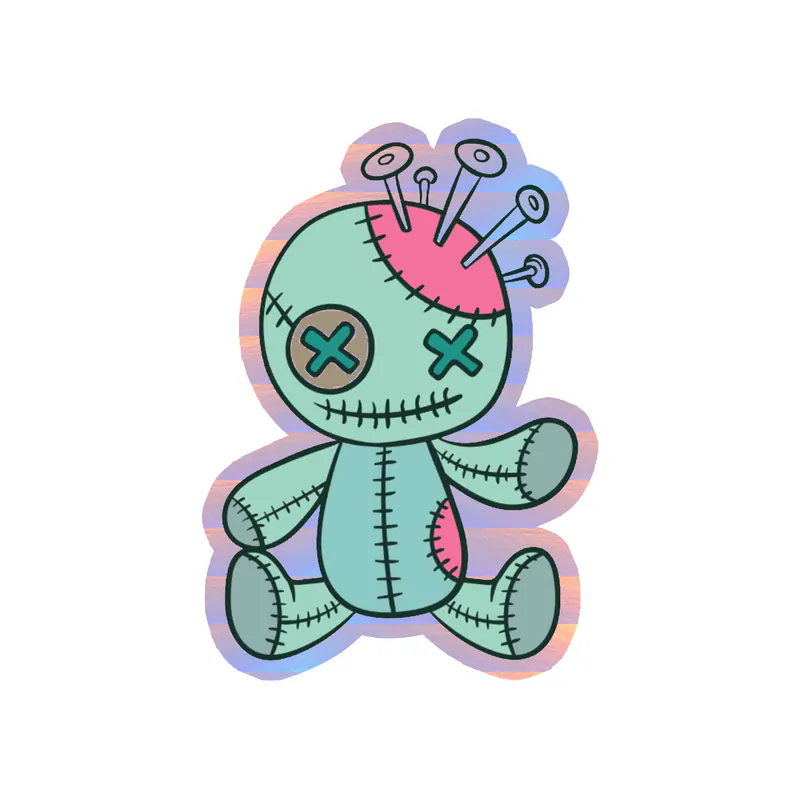 Voodoo Doll Holographic Vinyl Decal - Custom Size