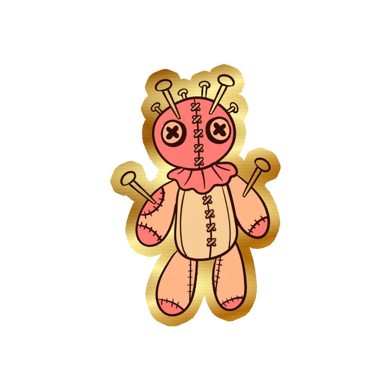Voodoo Doll Gold Chrome Vinyl Decal - Custom Size