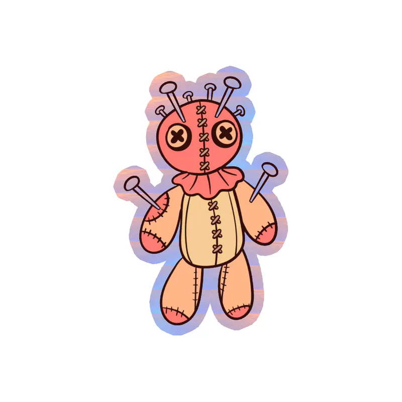 Voodoo Doll Holographic Vinyl Decal - Custom Size