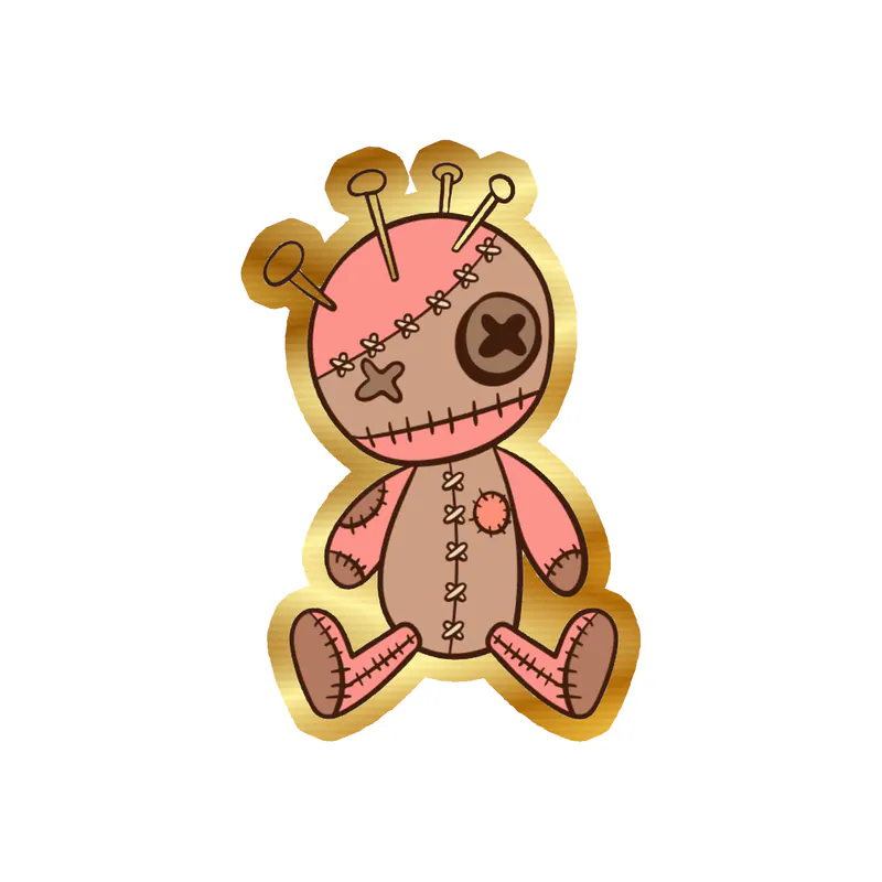 Voodoo Doll Gold Chrome Vinyl Decal - Custom Size