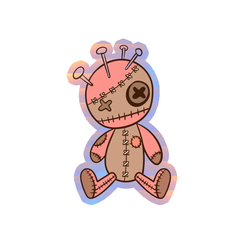 Voodoo Doll Holographic Vinyl Decal - Custom Size