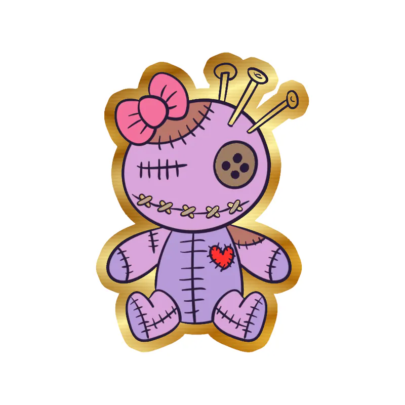 Voodoo Doll Gold Chrome Vinyl Decal - Custom Size