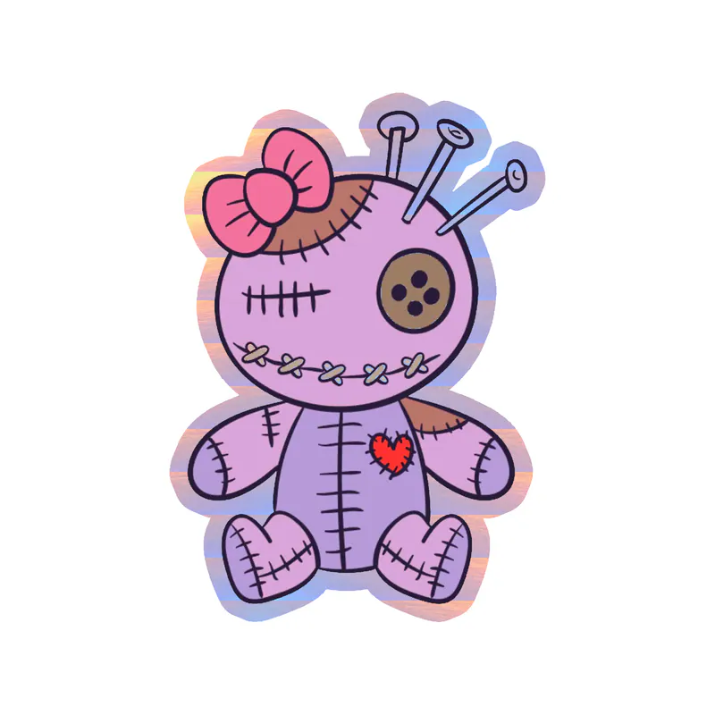 Voodoo Doll Holographic Vinyl Decal - Custom Size
